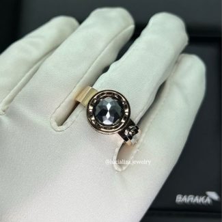 Каблучка перстень у стилі BARAKA з чорним діамантом 4.72ct