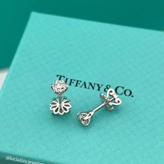 Сережки пусети з діамантами 0,70 ct у стилі Tiffany